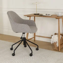 Nout-Mae bureaustoel bouclé taupe - zwart onderstel