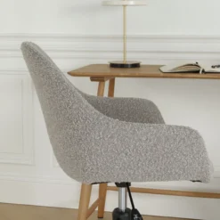 Nout-Mae bureaustoel bouclé taupe - zwart onderstel