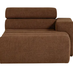 Novi chaise longue element arm rechts boucle mokkabruin