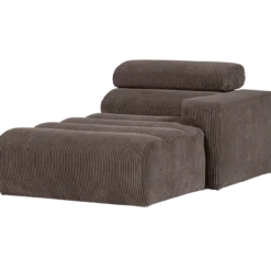 Novi chaise longue element arm rechts ribstof grijsbruin