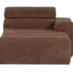 Novi chaise longue element arm rechts ribstof mokkabruin