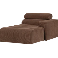Novi chaise longue element arm rechts ribstof mokkabruin