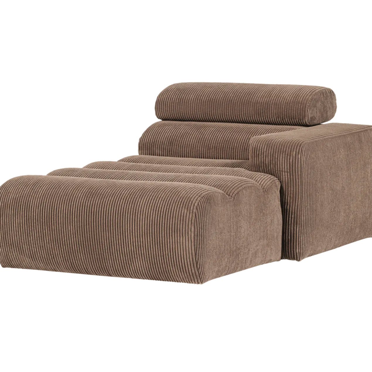 Novi chaise longue element arm rechts ribstof taupe