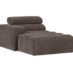 Novi chaise longue element arm links ribstof grijsbruin