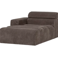 Novi chaise longue element arm links ribstof grijsbruin