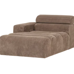 Novi chaise longue element arm links ribstof taupe