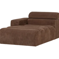 Novi chaise longue element arm links ribstof mokkabruin