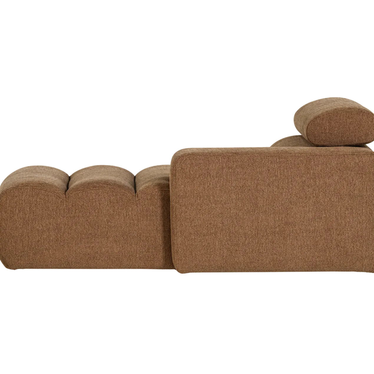 Novi chaise longue element arm rechts boucle karamelbruin