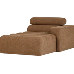 Novi chaise longue element arm rechts boucle karamelbruin