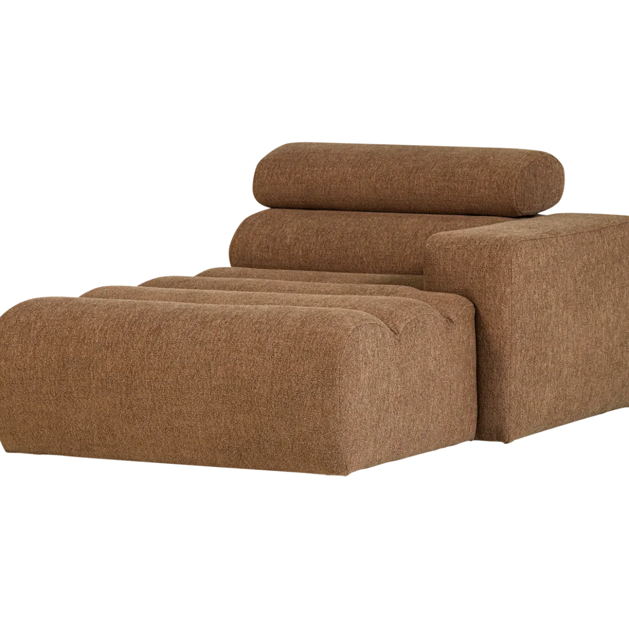 Novi chaise longue element arm rechts boucle karamelbruin
