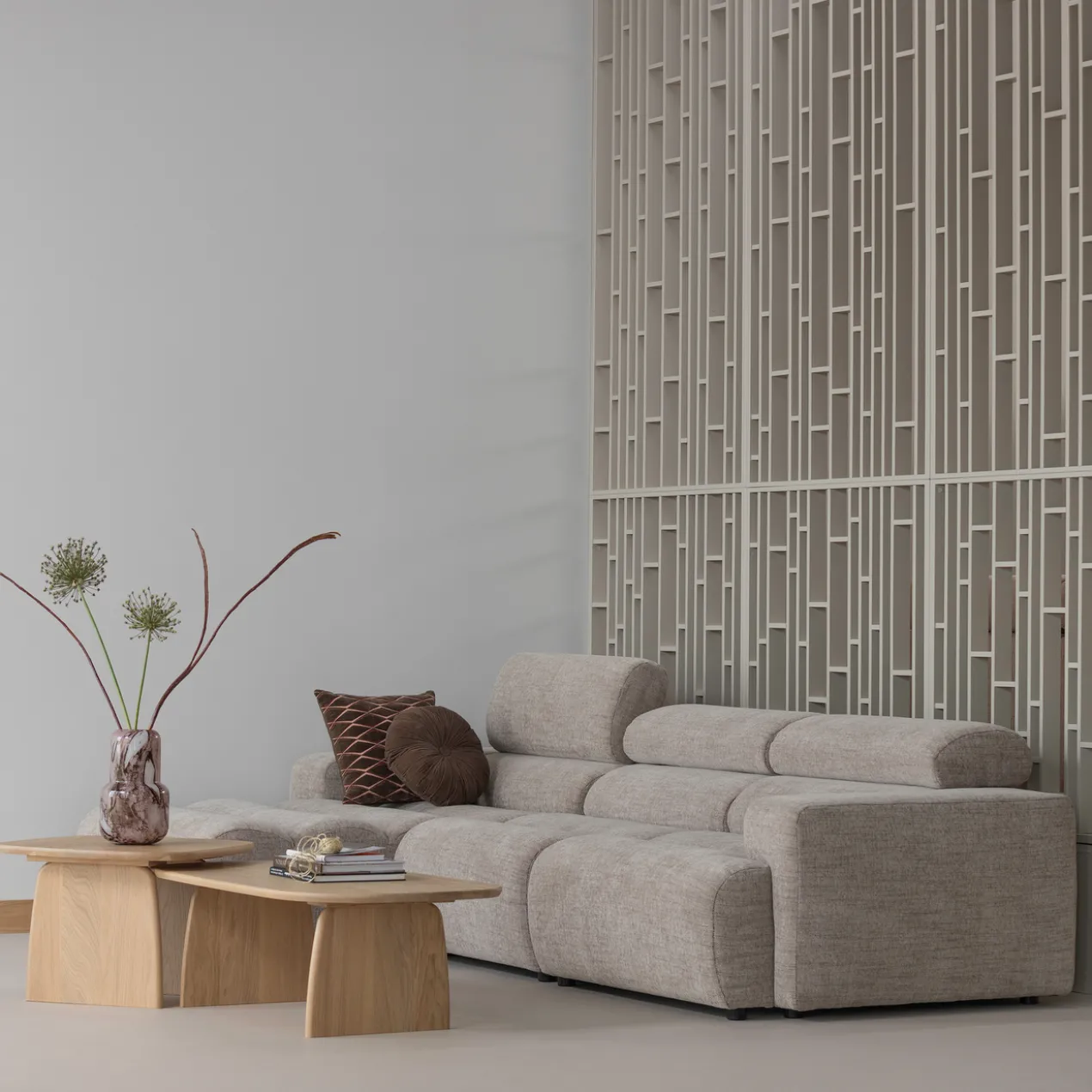 Novi 1-zits element arm rechts naturel melange