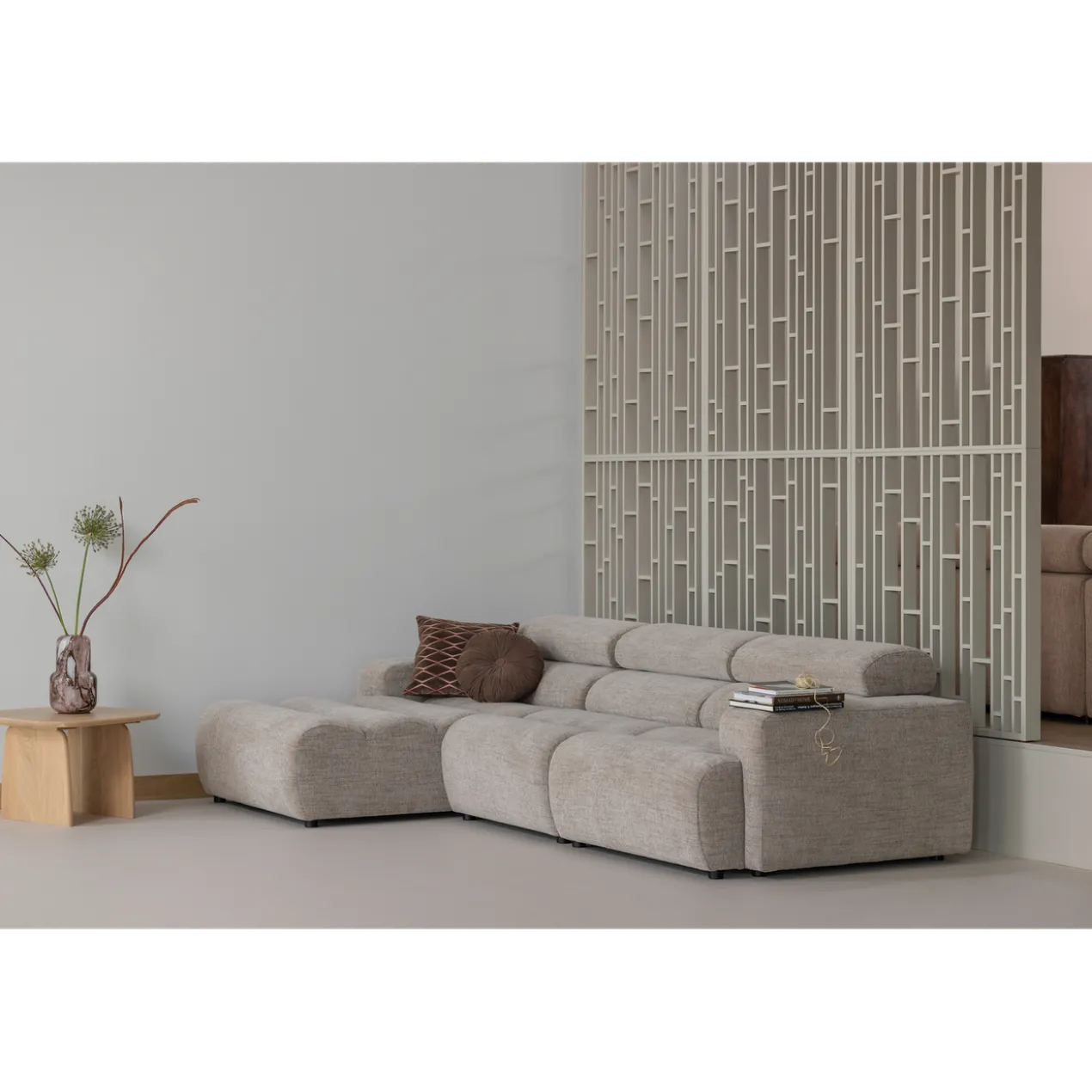 Novi 1-zits element arm rechts naturel melange
