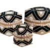 Offermanden kraaltjes schelpen - set van 3 zwart creme wit Set Offermanden Kraaltjes zwart/creme/wit