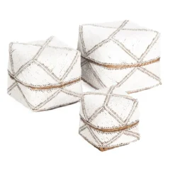 Offermand ibiza witte en beige kraaltjes - set van 3