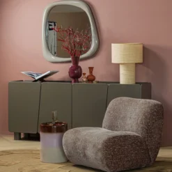 Ollo decoratieve bijzettafel o35x44 cm keramiek roze/bruin