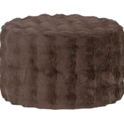 Olven poef laag fluffy stof bruin