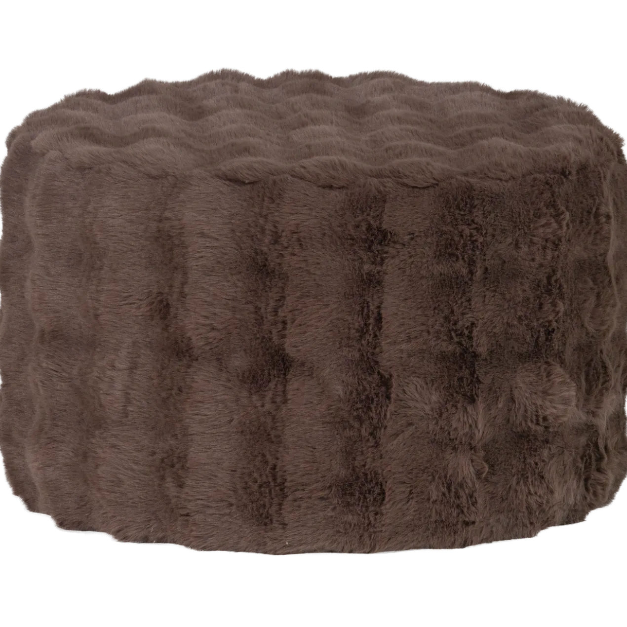 Olven poef laag fluffy stof bruin