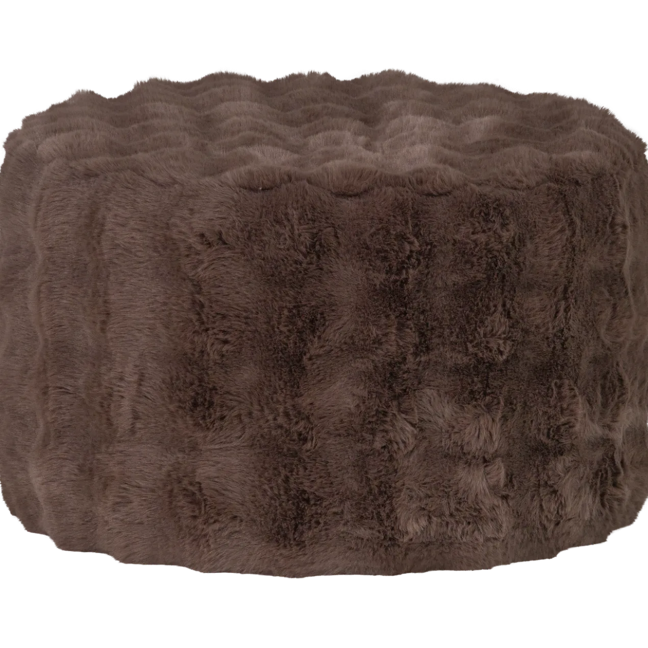 Olven poef laag fluffy stof bruin