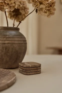 Onderzetter Organische Titanium travertine - set van 4