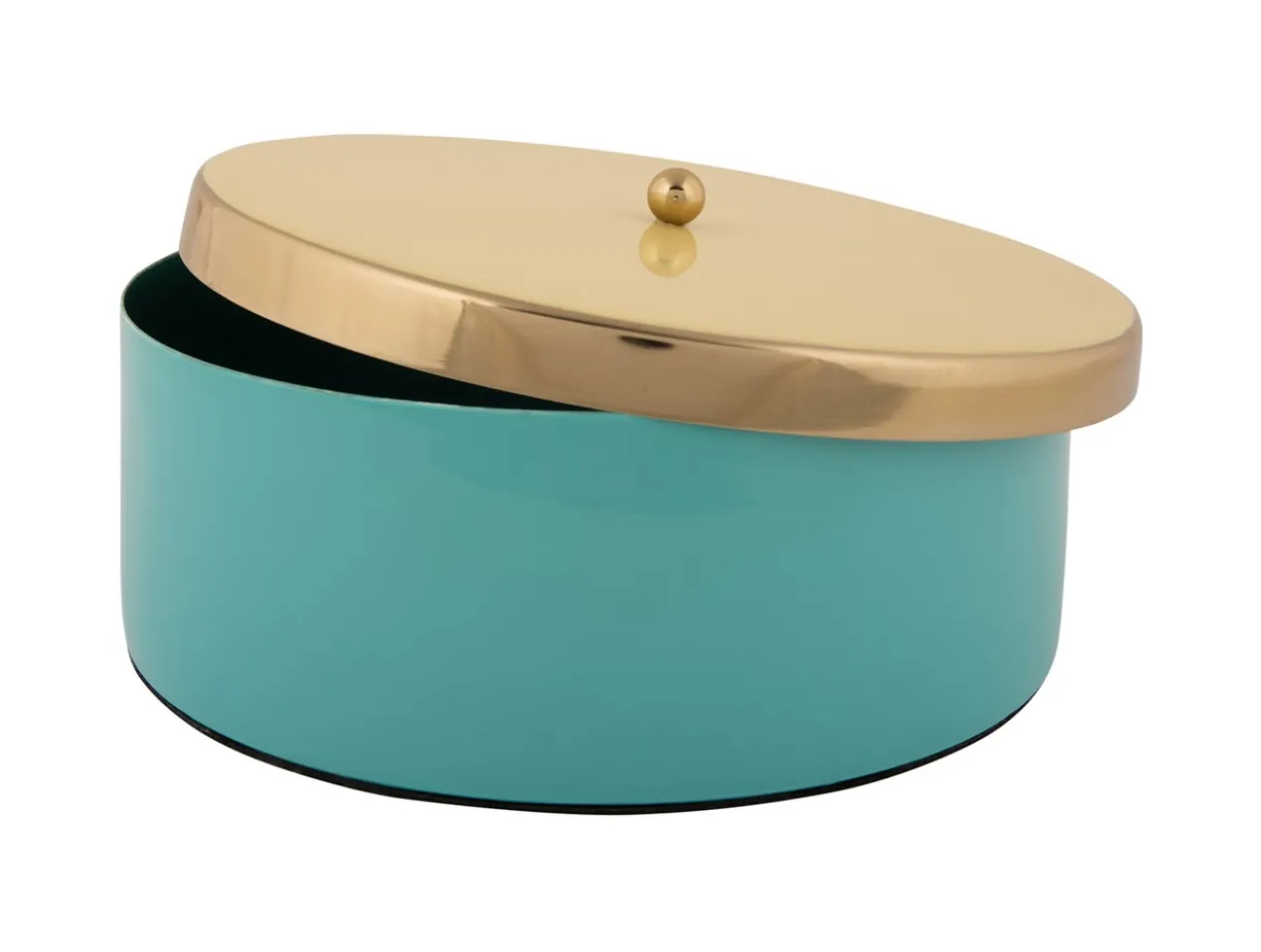 Opbergdoos Double Funky groot turquoise blauw m. zacht geel