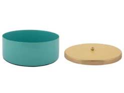 Opbergdoos Double Funky groot turquoise blauw m. zacht geel