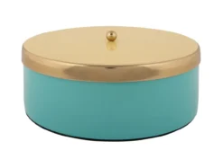 Opbergdoos Double Funky groot turquoise blauw m. zacht geel