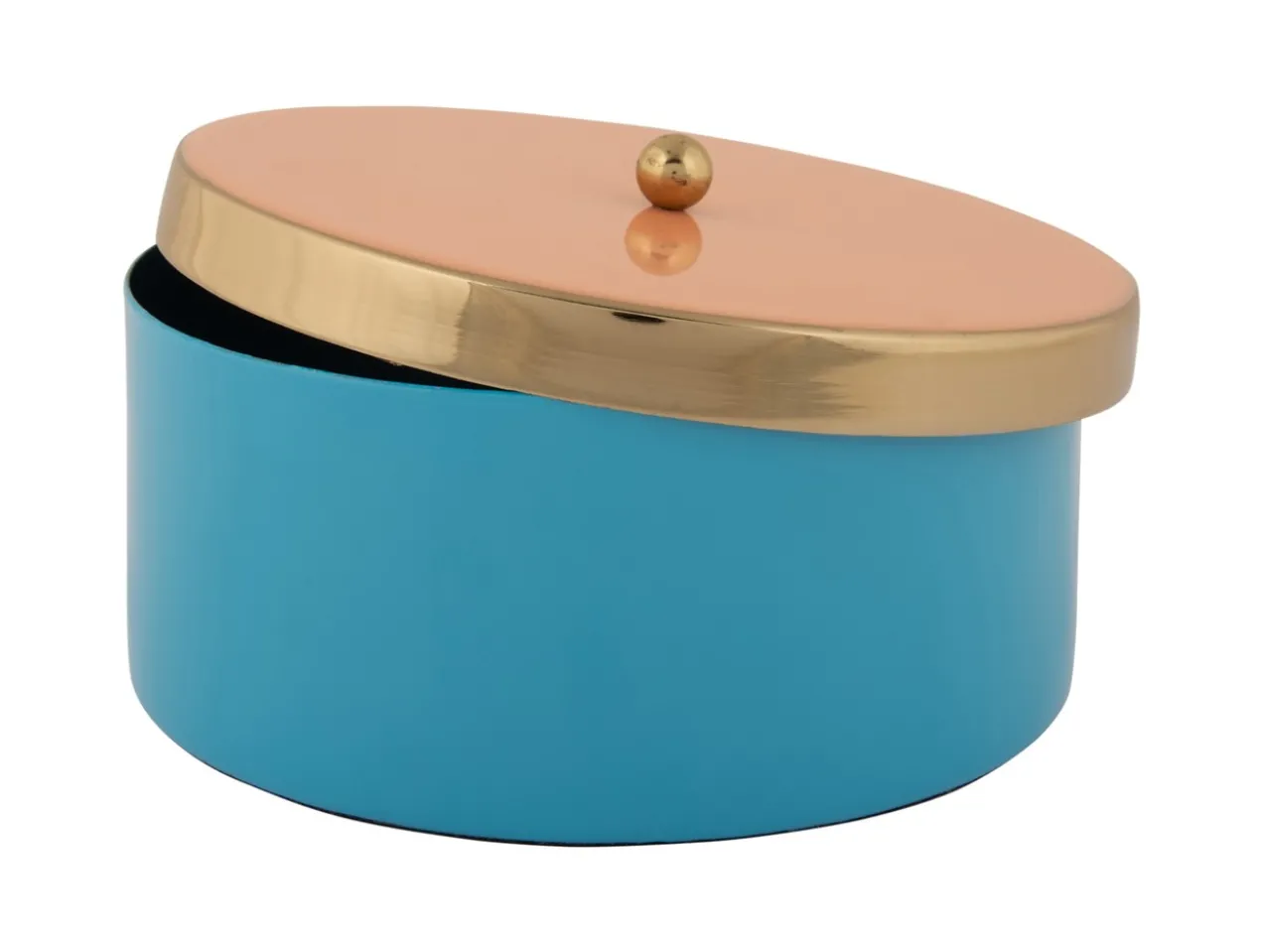 Opbergdoos Double Funky medium aqua blauw m. perzik oranje