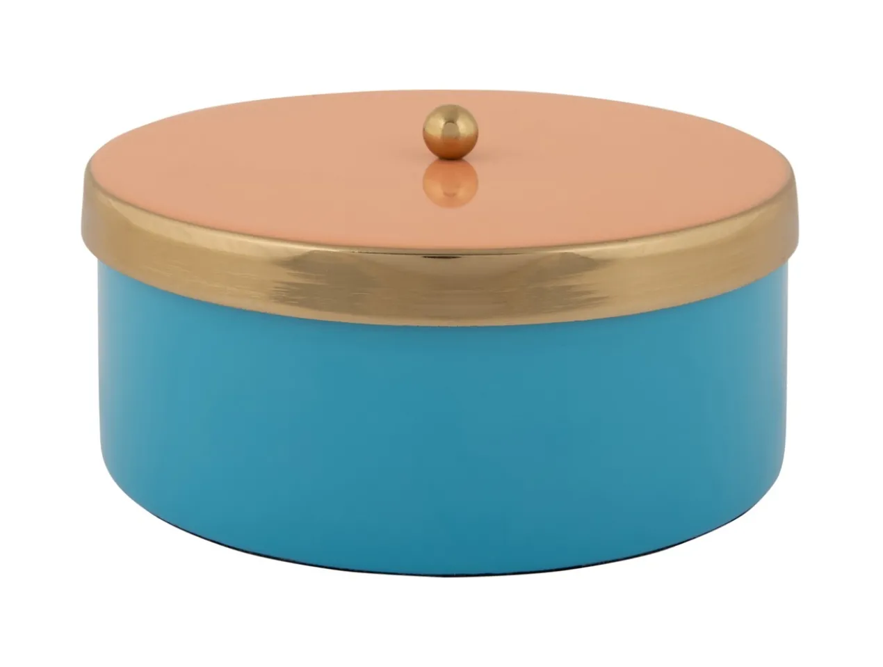 Opbergdoos Double Funky medium aqua blauw m. perzik oranje