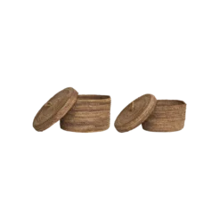 Opbergmanden Tijl met deksel - set van 2 Bruin