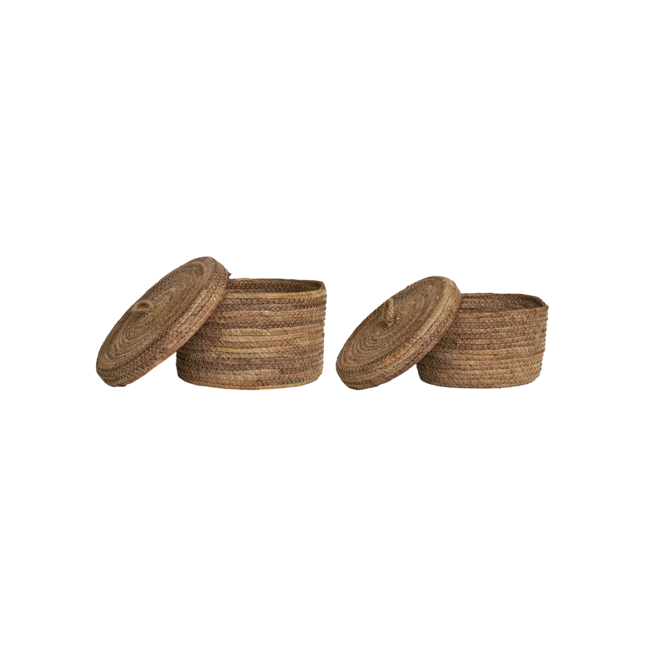 Opbergmanden Tijl met deksel - set van 2 Bruin
