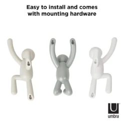 Ophanghaak Buddy assorti grijs – set van 3