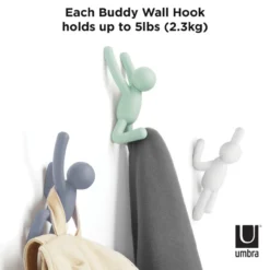 Ophanghaak Buddy wit mint blauw - set van 3