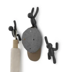 Ophanghaak Buddy zwart - set van 3