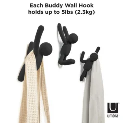 Ophanghaak Buddy zwart - set van 3
