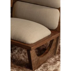 Opulent fauteuil boucle/hout naturel