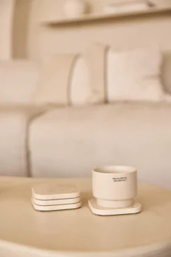 Organische marmer onderzetter beige - set van 4