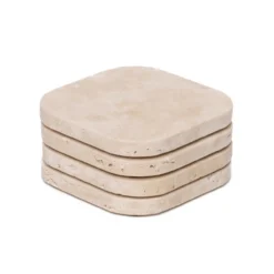 Organische onderzetter Travertine - set van 4