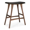 Osso hoge kruk 65 - bruin teak/zwart leer