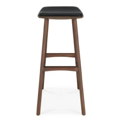 Osso hoge kruk 65 - bruin teak/zwart leer