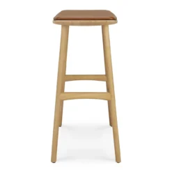 Osso hoge kruk 65 - eiken - cognac leer