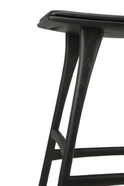 Osso hoge kruk 65 - zwart eiken - zwart leer