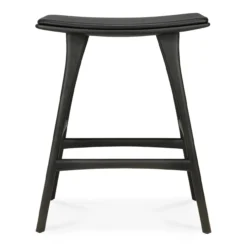 Osso hoge kruk 65 - zwart eiken - zwart leer