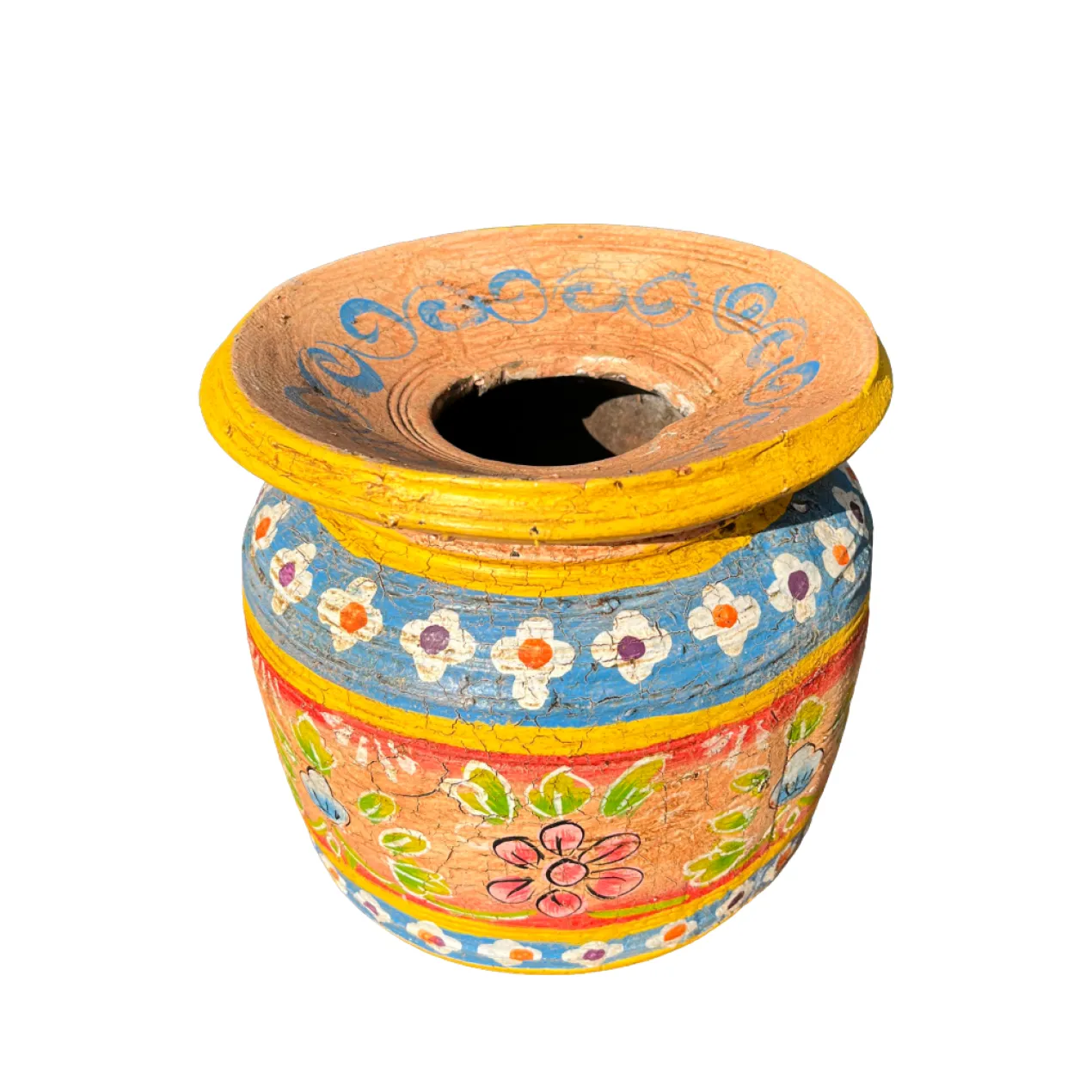 Oude pot Handbeschilderd H20 cm