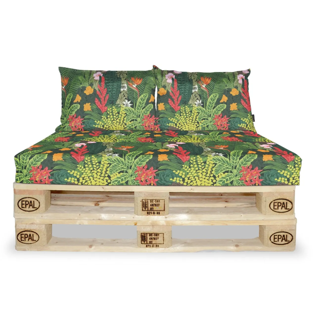Palletkussen set bloemen jungle 120 x 80 x 8 cm