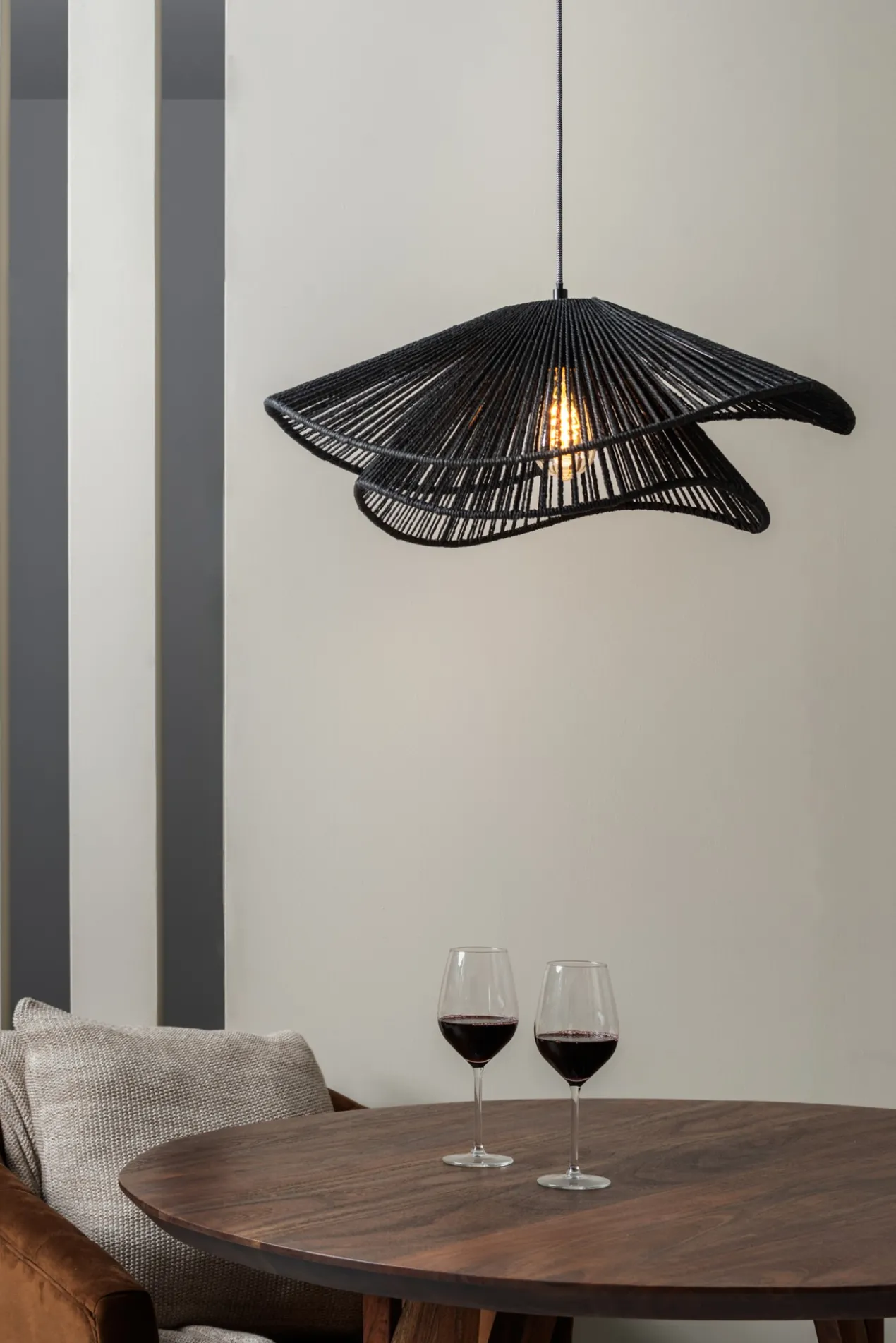 Pendant lamp Sombra double paper rope black