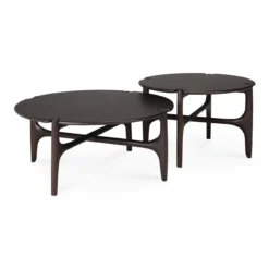 PI koffietafel rond - mahonie 80