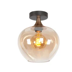 Plafondlamp Fresu 1-lichts brons/amber
