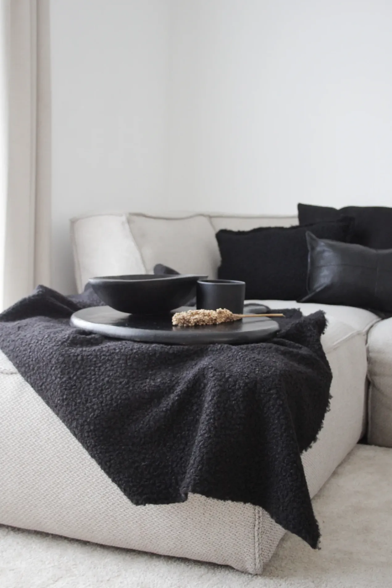 plaid boucle zwart 150x170cm