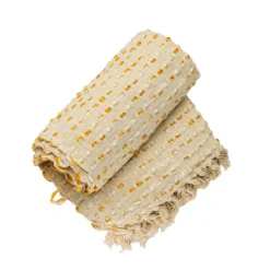 Plaid katoenmix natural ochre