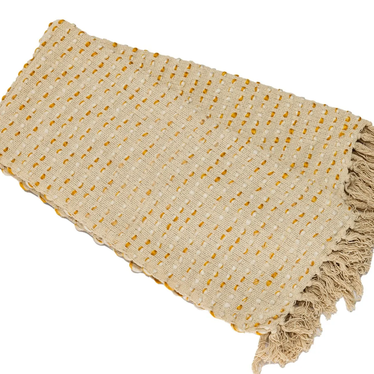 Plaid katoenmix natural ochre